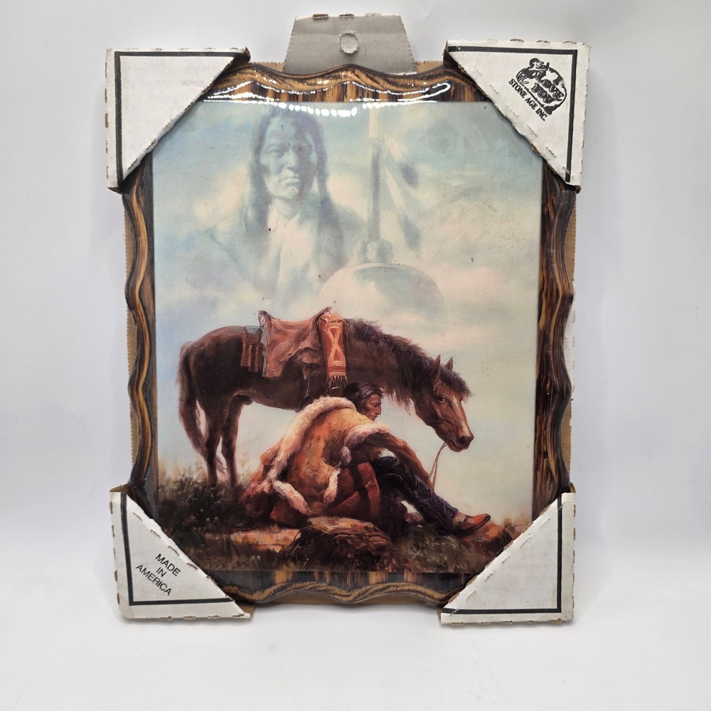 Stone Age Inc Native American Wall Art Plaque Horse Spirit Chief Glossy Western